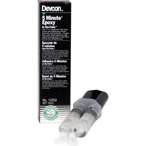 Adh&eacute;sif 5 minutes, 25 ml, Cartouche double, Deux composants, Transparent Oxymax Inc