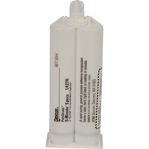 Adh&eacute;sif 5 minutes, 50 ml, Cartouche double, Deux composants, Transparent Oxymax Inc