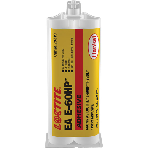 Adh&eacute;sif &eacute;poxyde E-60HP Hysol, 50 ml, Cartouche double, Deux composants, Blanc cass&eacute; Oxymax Inc