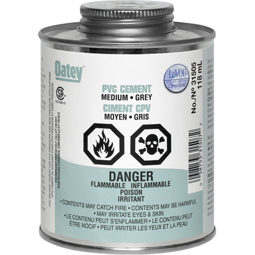 Ciment de PVC, 0,250 lb, Canette &agrave; dessus brosse, Gris Oxymax Inc