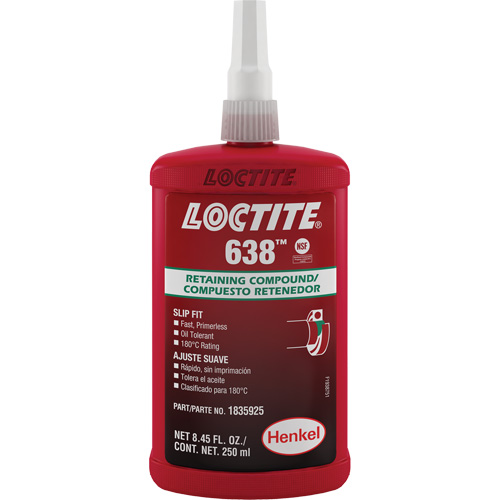 Compos&eacute; de retenue Loctite 638, 250 ml, Bouteille, Vert Oxymax Inc