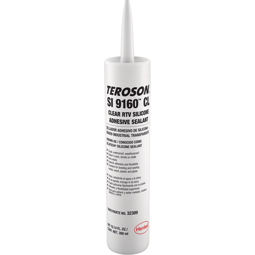 Teroson&reg; SI 9160 Silicone Sealant, Cartridge, Clear Oxymax Inc