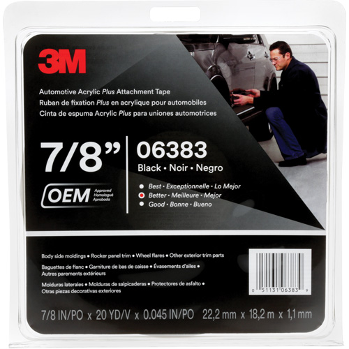 Ruban en acrylique de 3M pour l'automobile, 18 m (60') lo x 22 mm (7/8") la, 45 mils, Acrylique Oxymax Inc