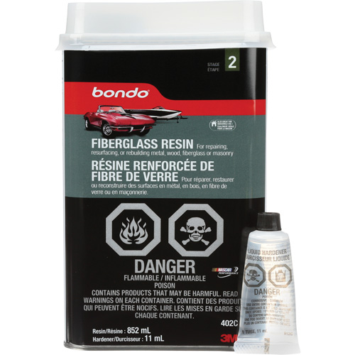 Bondo&reg; Fibreglass Resin, Two-Part, 852 ml, Bottle, Off-White Oxymax Inc