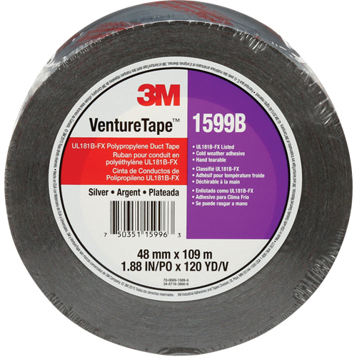 1599B Venture Tape Polypropylene Tape, 3 mils, Silver, 48 mm (2") x 109.7 m (359.9') Oxymax Inc