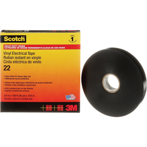 Ruban isolant en vinyle Scotch, 19 mm (3/4") x 33 m (108'), Noir, 10 mils Oxymax Inc