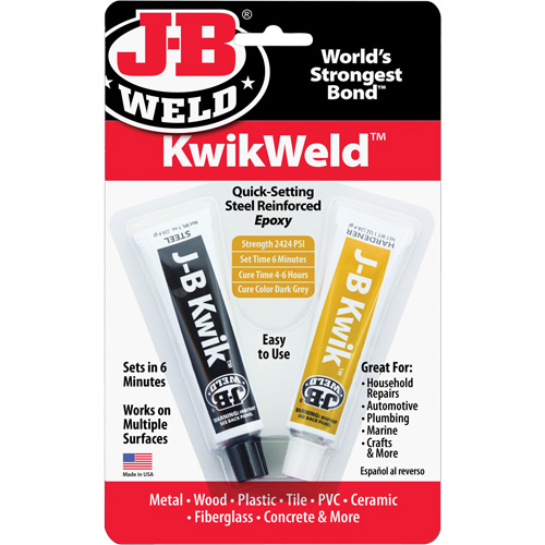 KwikWeld Epoxy, Two-Part, Tube, 2 oz., Grey Oxymax Inc
