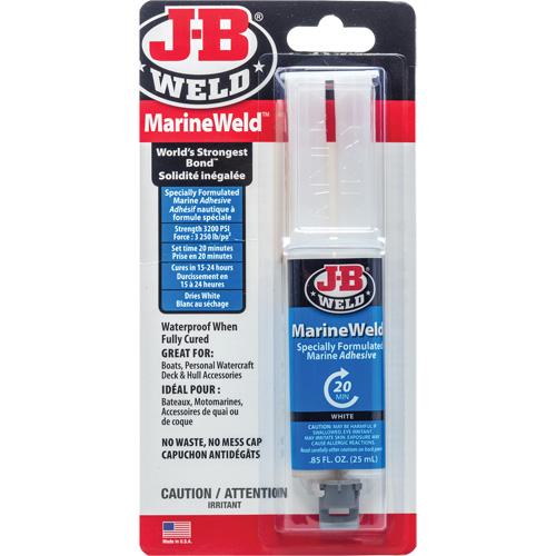 MarineWeld Adhesive, 25 ml, Syringe, Two-Part, White Oxymax Inc