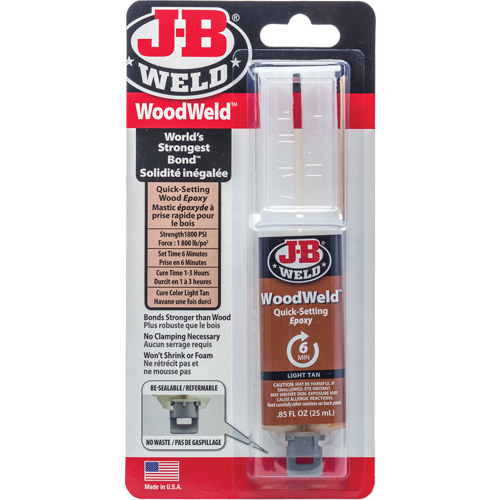 WoodWeld Adhesive, 25 ml, Syringe, Two-Part, Tan Oxymax Inc
