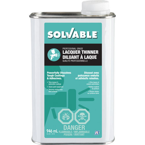 Professional Grade Lacquer Thinner, Rectangular Can, 946 ml Oxymax Inc