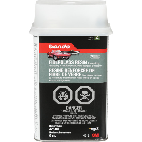 R&eacute;sine de fibre de verre Bondo, Deux composants, 15 oz, Bidon rectangulaire Oxymax Inc