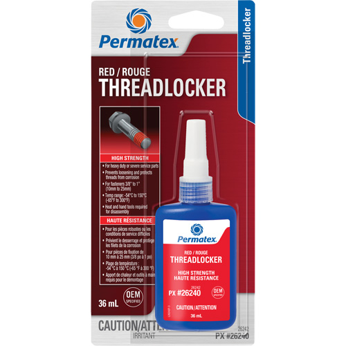Permanent Strength Threadlocker, Red, High, 36 ml, Bottle Oxymax Inc