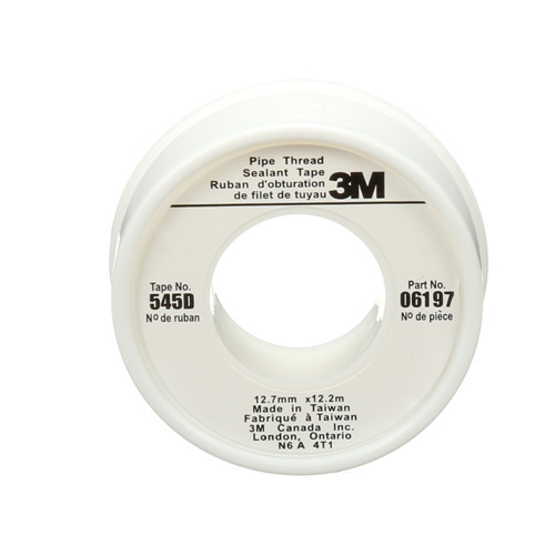 Scotch&reg; Thread Sealant Tape, 480" L x 1/2" W, White Oxymax Inc