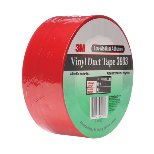 3903 Vinyl Duct Tape, 48 mm (2") W x 46 m (151') L, 6.5 mils, Red Oxymax Inc