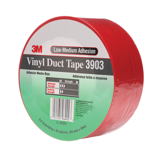 3903 Vinyl Duct Tape, 48 mm (2") W x 46 m (151') L, 6.5 mils, Red Oxymax Inc