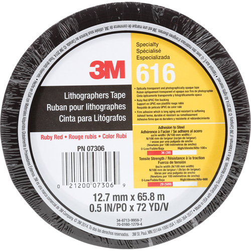 Ruban pour lithographe 616, 12,7 mm (1/2") x 66 m (216'), Rouge Oxymax Inc