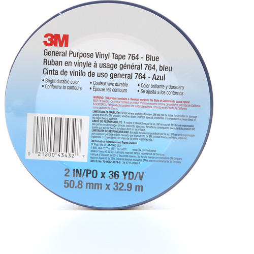 764 General-Purpose Vinyl Tape, 50.8 mm (2") W x 32.9 m (108') L, 5 mils, Blue Oxymax Inc