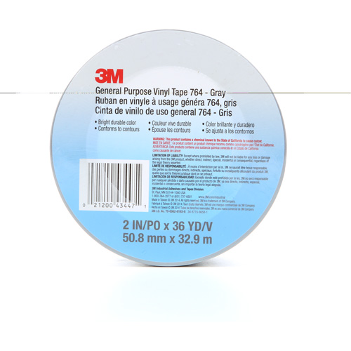 Ruban en vinyle pour travaux g&eacute;n&eacute;raux 764, 50,8 mm (2") la x 32,9 m (108') lo, 5 mils, Gris Oxymax Inc
