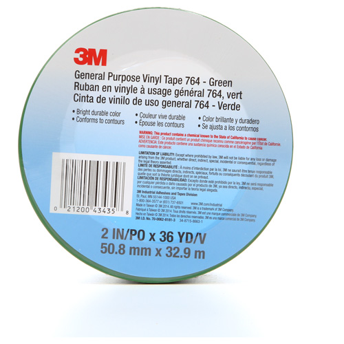 764 General-Purpose Vinyl Tape, 50.8 mm (2") W x 32.9 m (108') L, 5 mils, Green Oxymax Inc