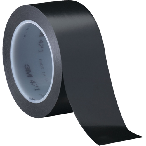 Ruban en vinyle 471, 12 mm (1/2") la x 32,9 m (108') lo, 5,3 mils, Noir Oxymax Inc