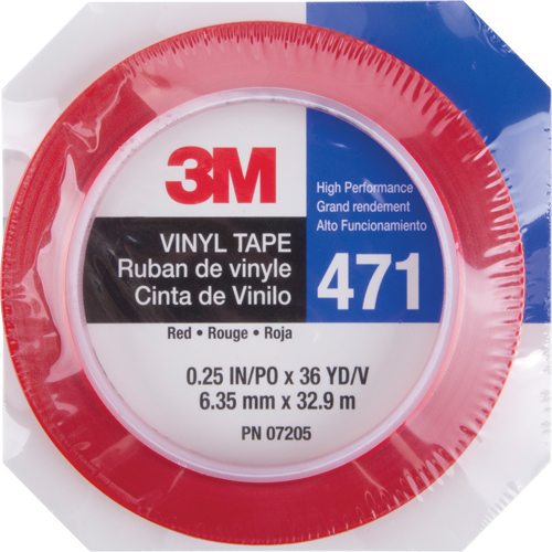 471 Vinyl Tape, 6 mm (1/4") W x 32.9 m (108') L, 5.3 mils, Red Oxymax Inc