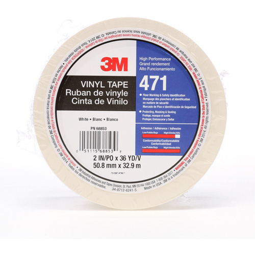 Ruban en vinyle 471, 50,8 mm (2") la x 32,9 m (108') lo, 5,2 mils, Blanc Oxymax Inc