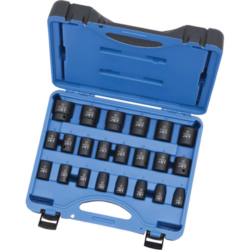 PS2212M 6-Point Metric Socket Set, 22 Pcs, Impact, 1/2" Drive Size, Deep Oxymax Inc