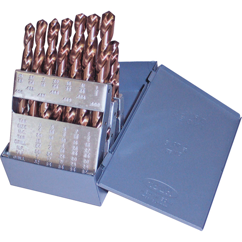 Jobber Length Drill Set, 15 Pieces, Cobalt Oxymax Inc