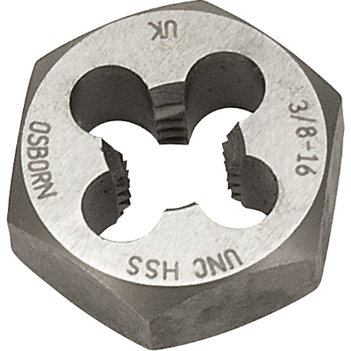 Hexagonal Rethreading Die, 7/10" Dia., 1/4"-28 Thread, High Speed Steel Oxymax Inc