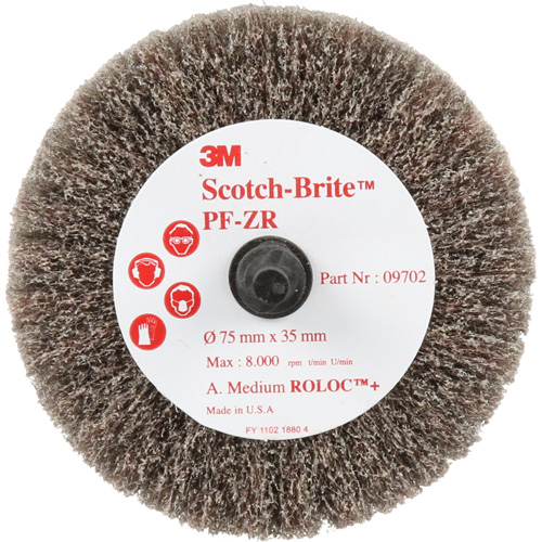 Scotch-Brite Roloc Cut & Polish Disc, Aluminum Oxide, Medium Grit, 3" x 1-3/8" x 1/4" Oxymax Inc