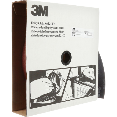 Rouleau de toile abrasive utilitaire 314D, 2" la x 150' lo, Grain 100J Oxymax Inc