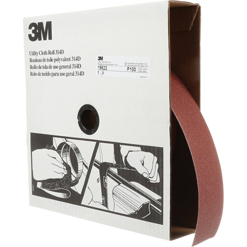Rouleau de toile abrasive utilitaire 314D, 2" la x 150' lo, Grain 100J Oxymax Inc