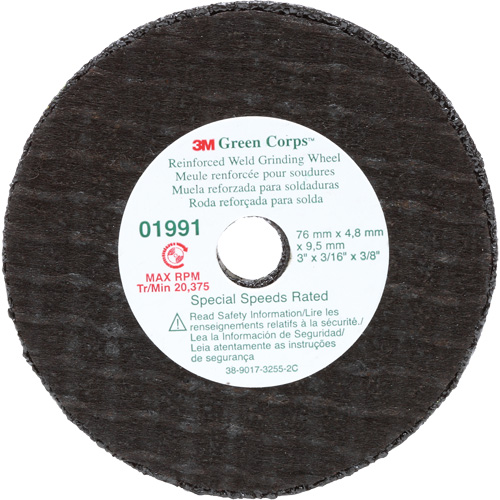 Green Corps Cut-Off Wheel, 3" x 0.188", 3/8" Arbor, Type 1, Aluminum Oxide, 35000 RPM Oxymax Inc