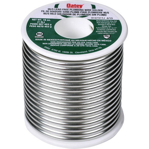 M&eacute;tal d'apport 95/5 pour plomberie, Sans plomb, 95 % d'&eacute;tain, 5 % d'antimoine, &acirc;me Plein, dia. 0,3125" Oxymax Inc