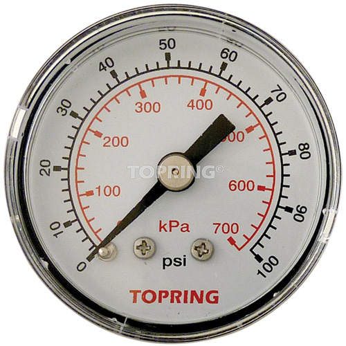 Manom&egrave;tre,  1-1/2", 0 - 100 psi, Fixation arri&egrave;re, Analogique Oxymax Inc