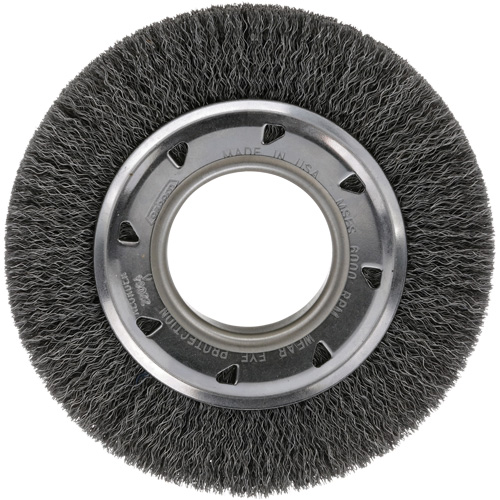 Crimped Wire Wheel Brush - Medium Face, 4-1/4" Dia., 0.012 Fill, 2" Arbor Oxymax Inc