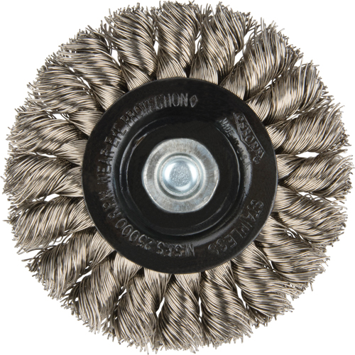 Knot Wire Wheel Brushes - Standard Twist Knot with 1/4" shank, 3" Dia., 0.014" Fill, Stainless Steel Oxymax Inc