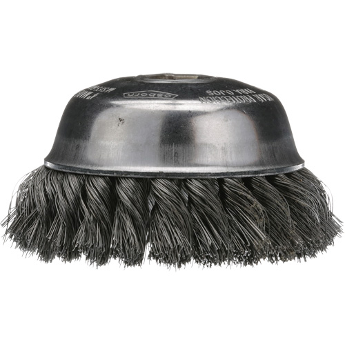 Knotted Cup Brush, 4" Dia. x 5/8"-11 Arbor Oxymax Inc