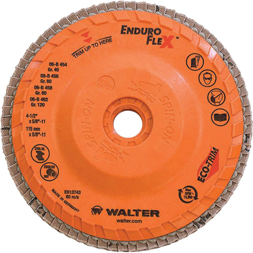 Enduro-Flex Flap Disc, 4-1/2" x 5/8"-11, Type 27, 80 Grit, Zirconia Alumina Oxymax Inc