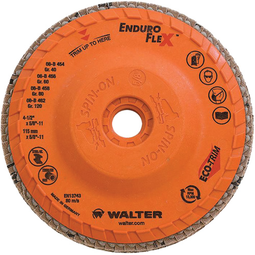 Disque &agrave; lamelles Enduro-Flex, 4-1/2" x 5/8"-11, Type 27, Grain 120, Alumine de zirconium Oxymax Inc