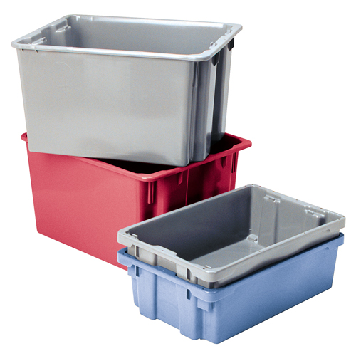 Polylewton Stack-N-Nest&reg; Containers, 12" x 21" x 17", Red Oxymax Inc