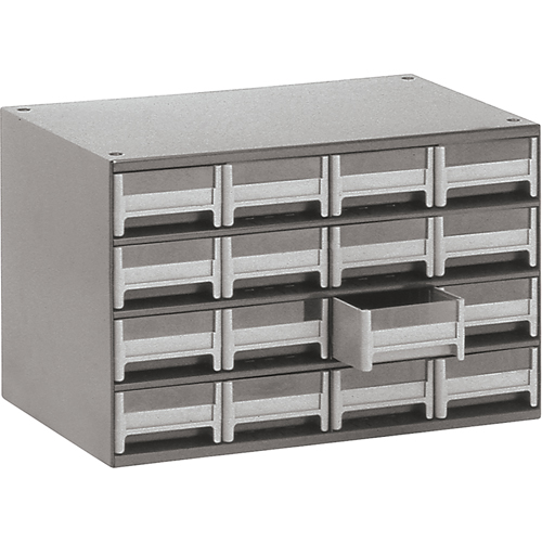 Casiers modulaires pour pi&egrave;ces, Acier, 16 tiroirs, 17" x 10-9/16" x 2-1/8", Gris Oxymax Inc
