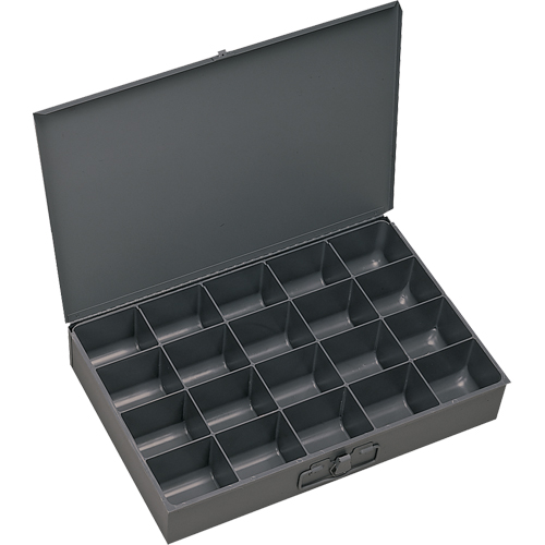 Boîtes &agrave; fond courb&eacute;, Acier, 20 compartiments, 18" la x 12" p, 3" h, Gris Oxymax Inc