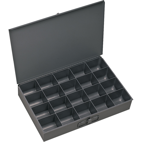 Compartment Scoop Boxes, Steel, 20 Slots, 13-3/8" W x 9-1/4" D x 2" H, Grey Oxymax Inc