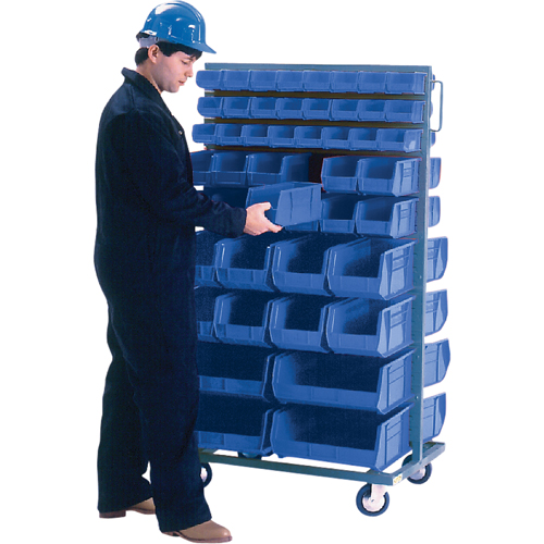Double-Sided Mobile Bin Rack, Double-sided, 96 bins, 36" W x 24" D x 63" H Oxymax Inc
