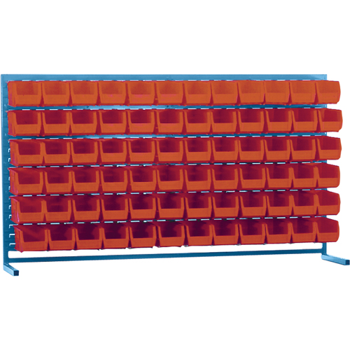 Louvered Rack with Bins, 72 Bins, 72" W x 15" D x 40" H Oxymax Inc