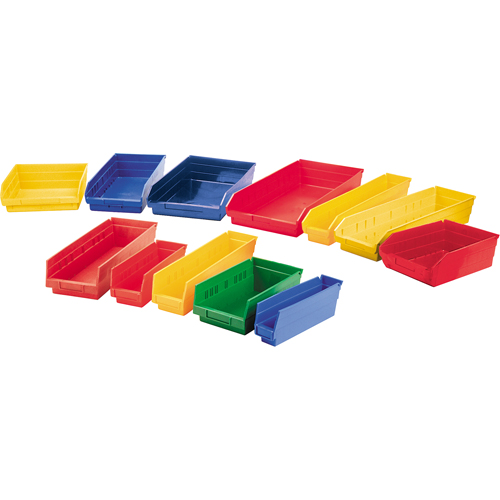Shelf Bins, 11-1/8" W x 4" H x 11-5/8" D, Yellow, 30 lbs. Capacity Oxymax Inc