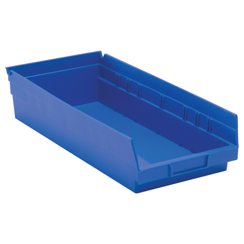 Shelf Bins, 8-3/8" W x 4" H x 17-7/8" D, Blue, 40 lbs. Capacity Oxymax Inc