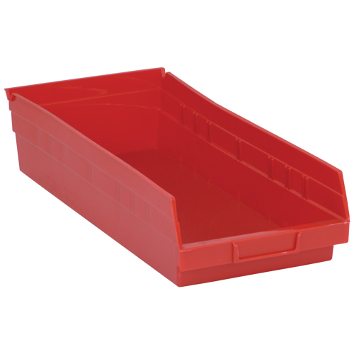 Shelf Bins, 8-3/8" W x 4" H x 17-7/8" D, Red, 40 lbs. Capacity Oxymax Inc
