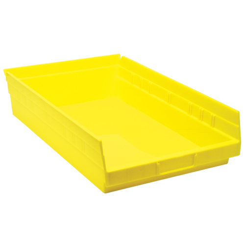 Shelf Bins, 11-1/8" W x 4" H x 17-7/8" D, Yellow, 40 lbs. Capacity Oxymax Inc